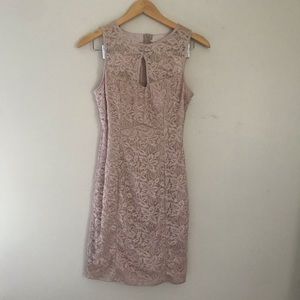 Tan and glittery mid dress